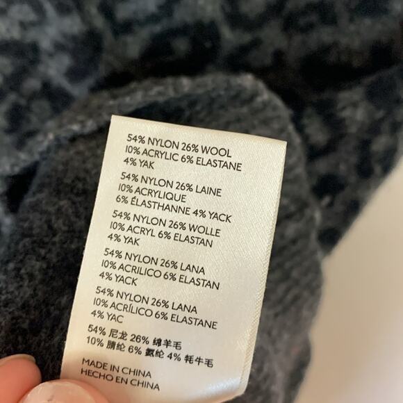 Anthropologie women's small tunic sweater cowl neck gray cheetah wool yak long s - Picture 10 of 10